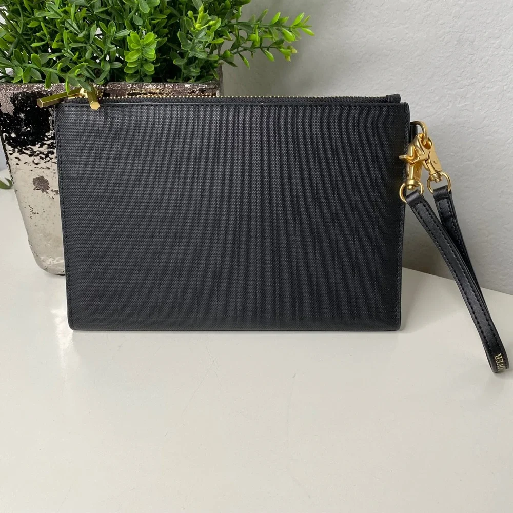 Dagne Dover Essentials Clutch Onyx Black Coated‎ Canvas Wristlet Organizer Bag